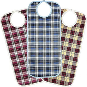 Medokare Adult Bibs Premium Waterproof Clothing Protector Plaid Pattern 3 Pack